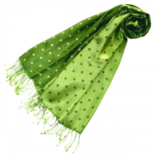 lorenzo cana Men's Shawl Silk Viscose Polka Dot Green Dark Green LORENZO CANA