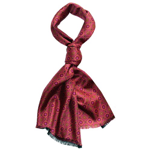 Lorenzo Cana Men's Shawl Silk Wool Polka Dot Burgundy LORENZO CANA