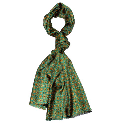 Lorenzo Cana Men's Shawl Silk Wool Polka Dot Green Cyan LORENZO CANA