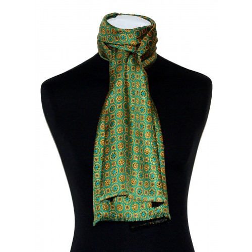 Lorenzo Cana Men's Shawl Silk Wool Polka Dot Green Cyan LORENZO CANA