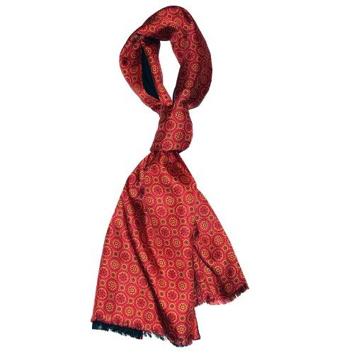 Lorenzo Cana Men's Shawl Silk Wool Polka Dot Orange Red LORENZO CANA