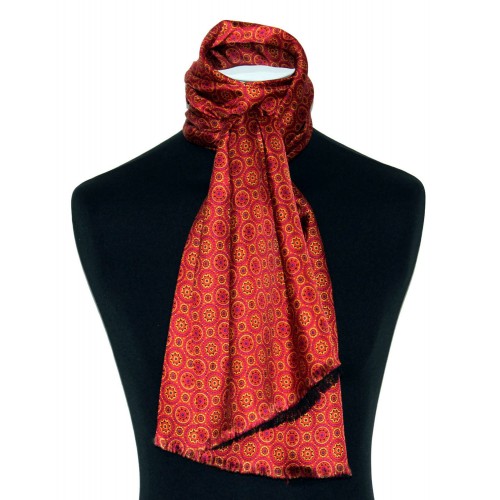 Lorenzo Cana Men's Shawl Silk Wool Polka Dot Orange Red LORENZO CANA