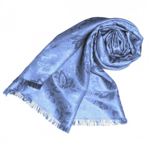 Lorenzo Cana Men's Shawl Viscose Silk Paisley Light Blue LORENZO CANA
