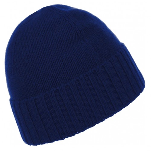 Lorenzo Cana Mens Beanie 100% Cashmere Fold Back Blue LORENZO CANA