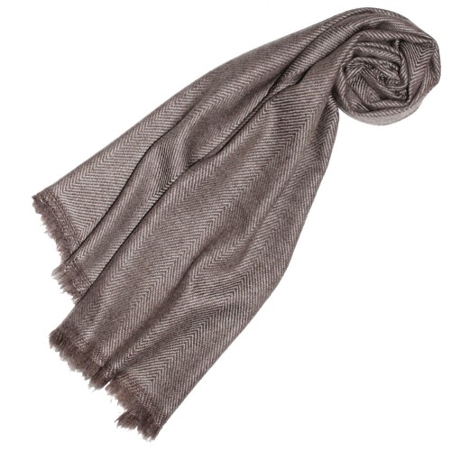 Lorenzo Cana Mens Scarf 100% Cashmere Herringbone Light Brown Brown LORENZO CANA