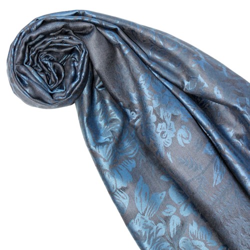 Lorenzo Cana Mens Scarf 100% Modal Blue Black Floral LORENZO CANA