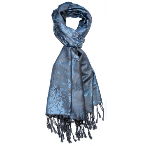 Lorenzo Cana Mens Scarf 100% Modal Blue Black Floral LORENZO CANA