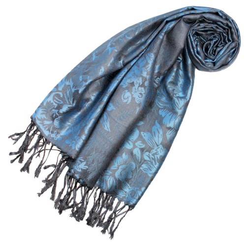 lorenzo cana mens scarf 100% Modal Blue Black Floral LORENZO CANA
