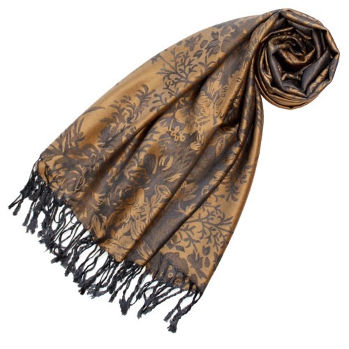 lorenzo cana mens scarf 100% Modal Light brown Gray Floral LORENZO CANA