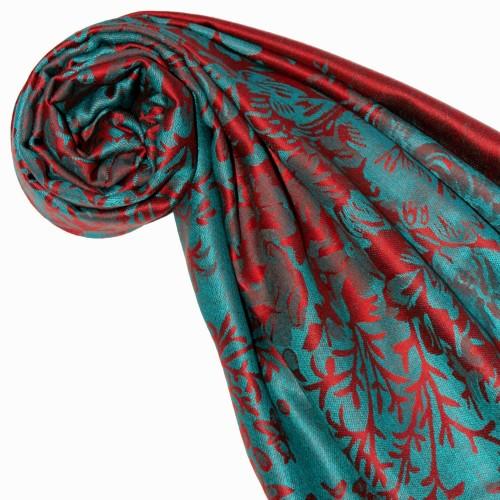 Lorenzo Cana Mens Scarf 100% Modal Red Turquoise Floral LORENZO CANA