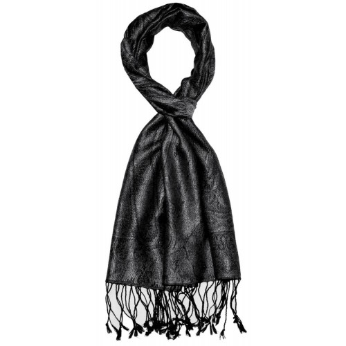 Lorenzo Cana Mens Scarf 100% Silk Paisley Gray Ecru Black LORENZO CANA