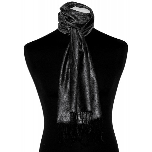 Lorenzo Cana Mens Scarf 100% Silk Paisley Gray Ecru Black LORENZO CANA