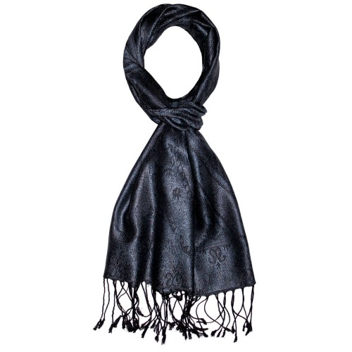 Lorenzo Cana Mens Scarf 100% Silk Paisley Pigeon Blue Black LORENZO CANA