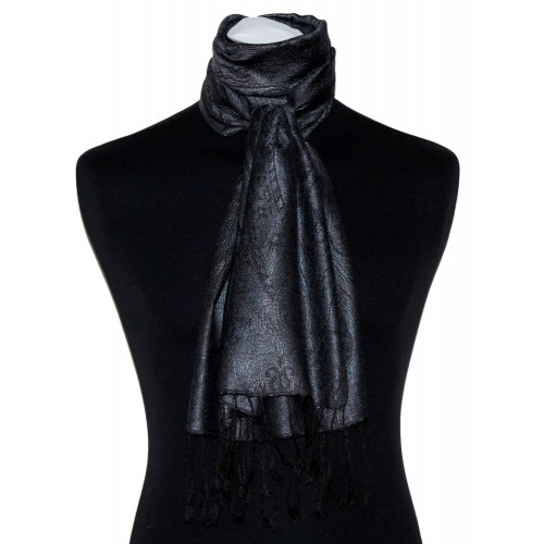 Lorenzo Cana Mens Scarf 100% Silk Paisley Pigeon Blue Black LORENZO CANA