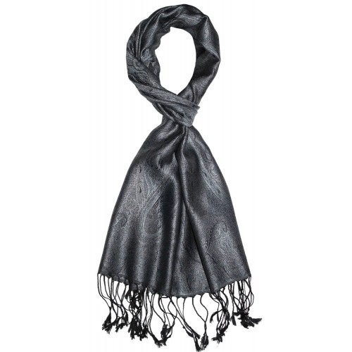 Lorenzo Cana Mens Scarf 100% Silk Paisley Steel Gray Black LORENZO CANA