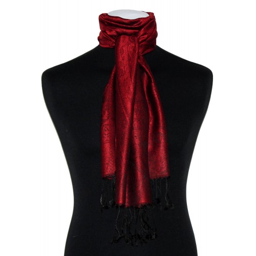 Lorenzo Cana Mens Scarf 100% Silk Paisley Strawberry Black LORENZO CANA