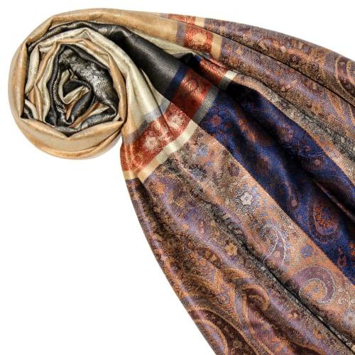Lorenzo Cana Mens Scarf 100% Silk Pashmina Paisely Cream Blue Red LORENZO CANA