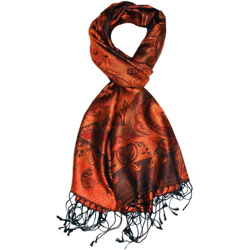 Lorenzo Cana Mens Scarf 100% Silk Pashmina Paisely Orange Red LORENZO CANA