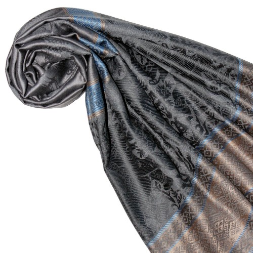 Lorenzo Cana Mens Scarf Modal Elephant Pattern Gray Blue LORENZO CANA