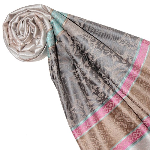 Lorenzo Cana Mens Scarf Modal Elephant Pattern Pink Gray LORENZO CANA