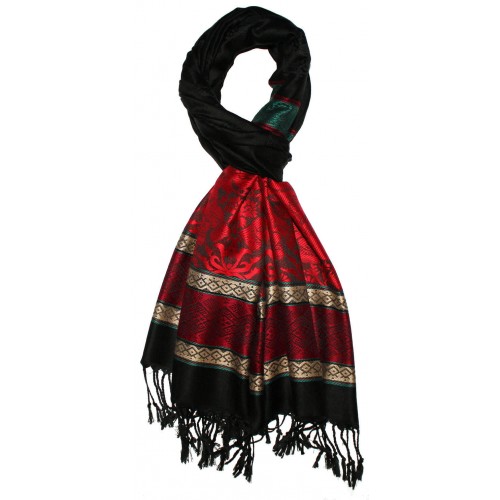 Lorenzo Cana Mens Scarf Modal Elephant Pattern Red Black LORENZO CANA