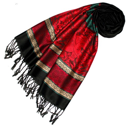 lorenzo cana mens scarf Modal Elephant Pattern Red Black LORENZO CANA