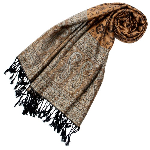 lorenzo cana mens scarf Modal Golden Brown Black LORENZO CANA