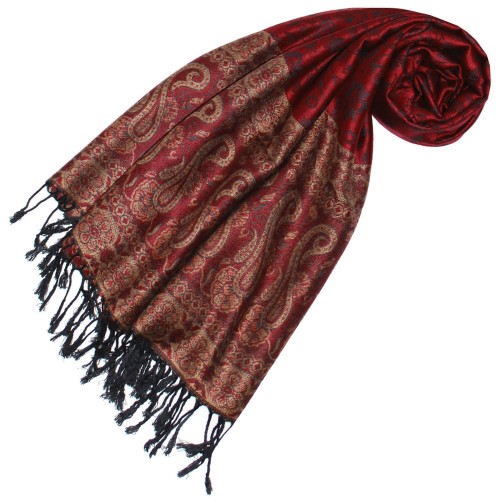 lorenzo cana mens scarf Modal Raspberry Red Beige Black LORENZO CANA