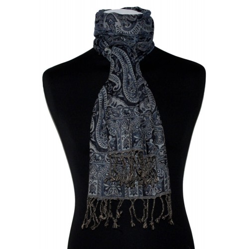 Lorenzo Cana Mens Scarf Wool Blue Ecru Black LORENZO CANA