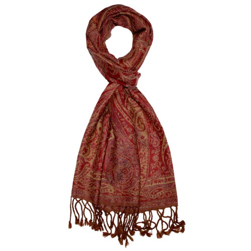 Lorenzo Cana Mens Scarf Wool Hibiscus Red Ecru LORENZO CANA