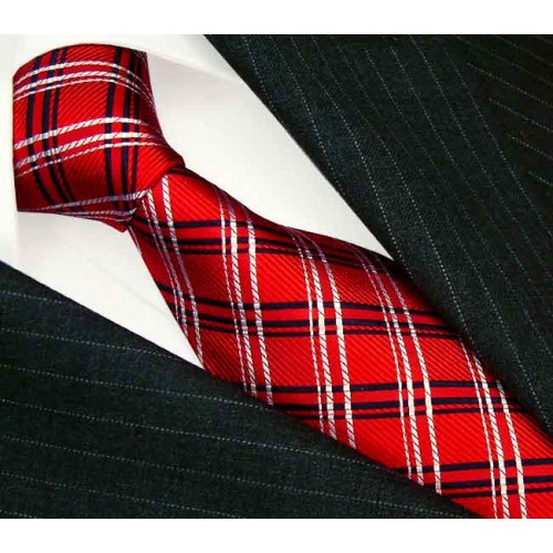 Lorenzo Cana Mens Tie Deep Red Checked LORENZO CANA