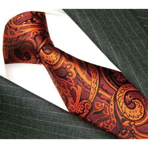 lorenzo cana Mens Tie paisley orange bordeaux LORENZO CANA