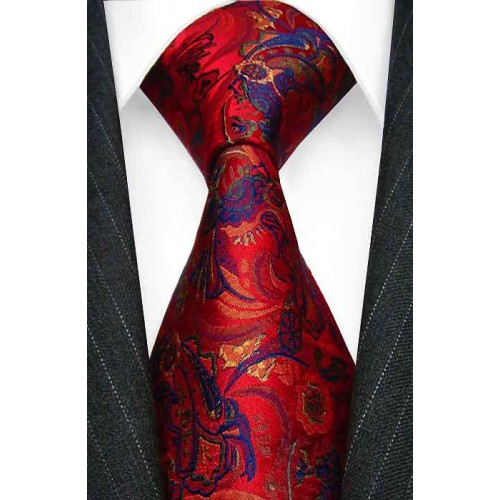 lorenzo cana Mens Tie paisley red blue LORENZO CANA