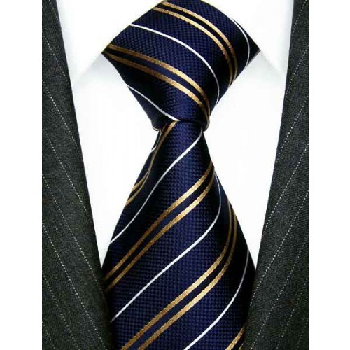 lorenzo cana Mens Tie royal blue white gold LORENZO CANA
