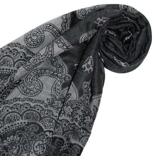 Lorenzo Cana Modal Men's Scarf In Black Gray Graphically Woven LORENZO CANA
