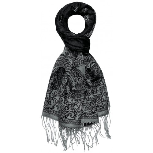 Lorenzo Cana Modal Men's Scarf In Black Gray Graphically Woven LORENZO CANA