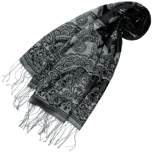 lorenzo cana Modal Men's Scarf in Black Gray Graphically Woven LORENZO CANA