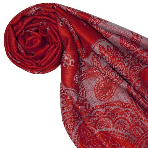 Lorenzo Cana Modal Men's Scarf In Red Gray Graphically Woven LORENZO CANA