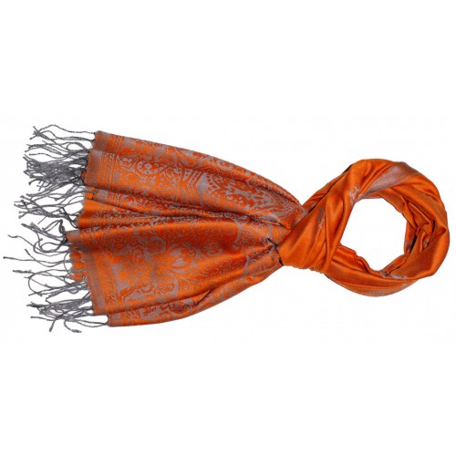 Lorenzo Cana Modal Shawl In Orange Gray Graphically Woven LORENZO CANA