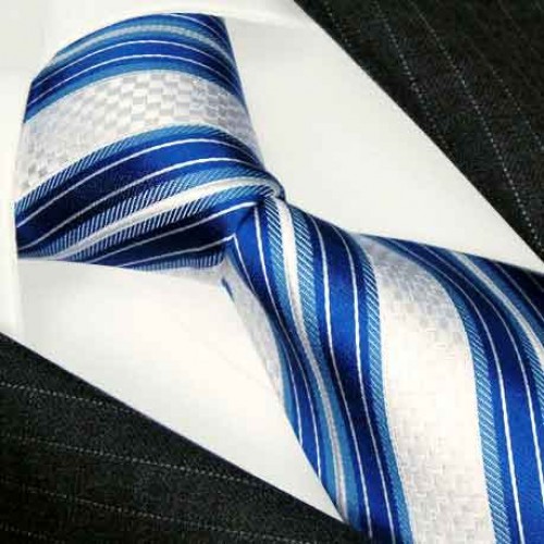 Lorenzo Cana Neck Tie 100% Silk Blue White Stripes LORENZO CANA