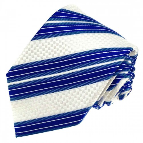 lorenzo cana Neck Tie 100% Silk Blue White Stripes LORENZO CANA