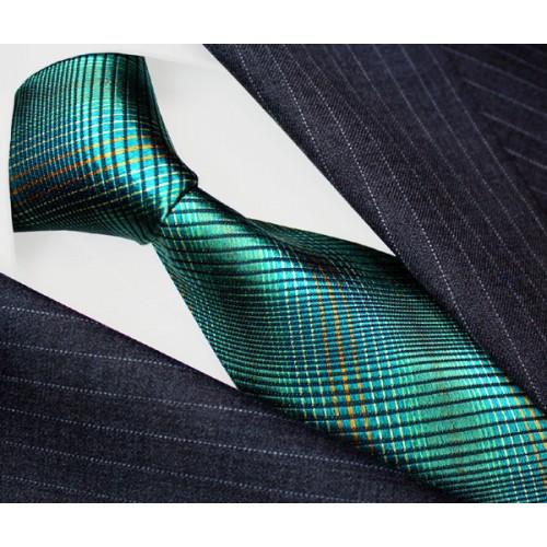 lorenzo cana Neck Tie 100% Silk Checkered Green Orange LORENZO CANA