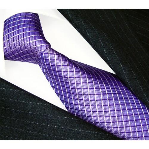 lorenzo cana Neck Tie 100% Silk Checkered Purple LORENZO CANA