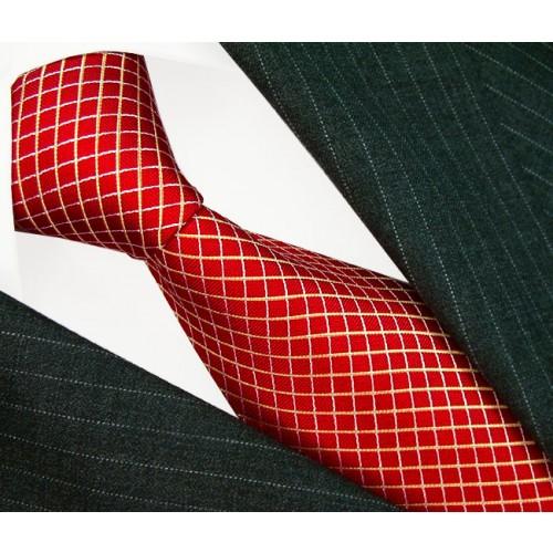 lorenzo cana Neck Tie 100% Silk Checkered Red White LORENZO CANA