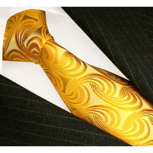 lorenzo cana Neck Tie 100% Silk Paisley Yellow Gold LORENZO CANA