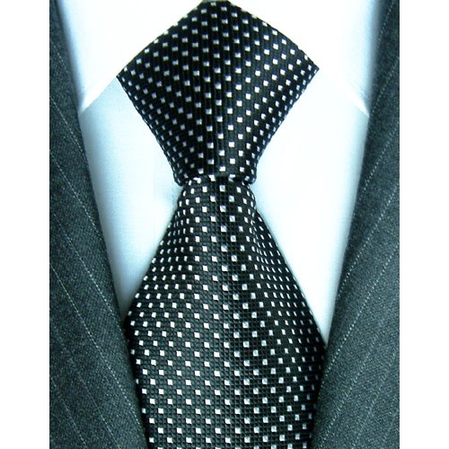 lorenzo cana Neck Tie 100% Silk Polka Dot Black White LORENZO CANA