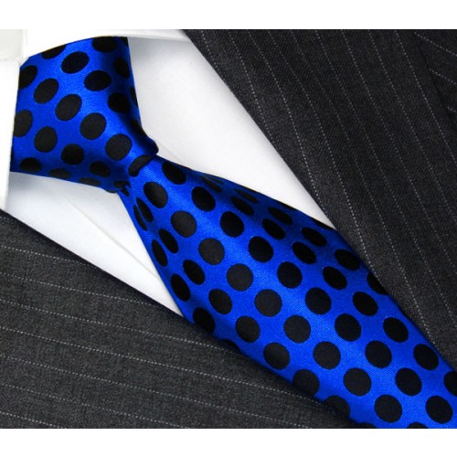 lorenzo cana Neck Tie 100% Silk Polka Dot Blue Black LORENZO CANA