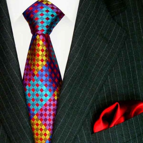 Lorenzo Cana Neck Tie And Pocket Square Silk Plaids And Checks Spring Colors LORENZO CANA