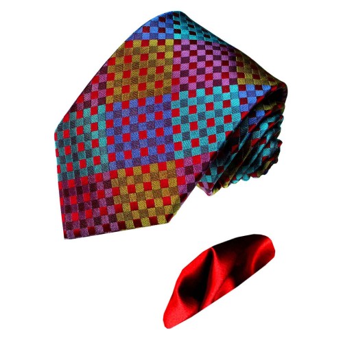 lorenzo cana Neck Tie and pocket square Silk Plaids and Checks spring colors LORENZO CANA