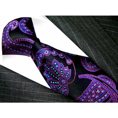 lorenzo cana Neck Tie Pure Silk Floral Black For Men LORENZO CANA